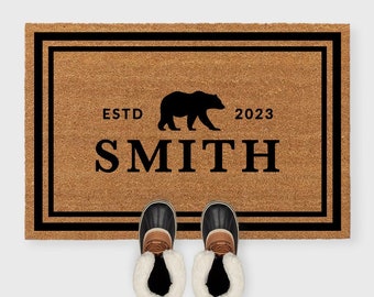 Bear Doormat,Custom Cabin doormat,Cabin door mat,Cabin decor,Cabin decor rustic,Mountain doormat,Mountain house doormat,Cabin welcome mat