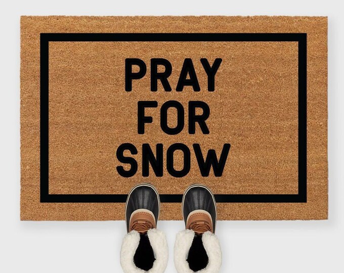 Pray for Snow Doormat,Apres Ski Doormat,Personalized Apres Ski Doormat,Crossed Skis Personalized Doormat,Ski Doormat,Ski Decor,Cabin doormat
