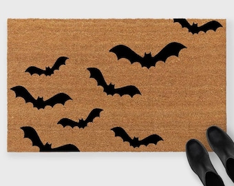 Bats doormat,Bats door mat,Halloween Doormat,Ghost Doormat,Halloween Porch Decor,Fall Doormat,Fall porch decor,Halloween Decor, Bat Decor