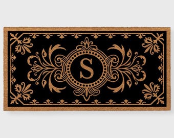 Fleur De Lis Monogram Doormat,Fleur De Lis Doormat,Extra Large Personalized Name Doormat,Large Last Name Personalized Doormat,Double Doormat