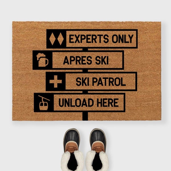 Ski Doormat,Ski Sign,Custom Ski Sign Doormat,Experts Only Doormat,Cabin Doormat,Mountain House Doormat,Cabin doormat,Cabin decor,Ski Decor