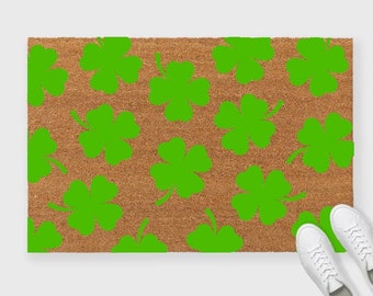 St Patrick's Day Doormat,Shamrock Doormat,Four Leaf Clover Doormat,St Patrick's Day Decor,Lucky Doormat,Irish Doormat,Irish Decor Welcome