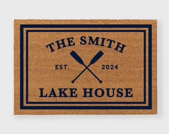 Custom Lake House Doormat,Personalized Lake House doormat with Border,Lake House Decor,Nautical Doormat,Beach House Doormat,Lake House Decor