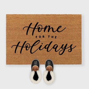 Home for the holidays doormat, Christmas Doormat,Christmas Porch decor,Christmas outdoor decor, Christmas door mat,Holiday doormat,Christmas image 1