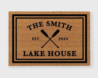 Custom Lake House Doormat,Personalized Lake House doormat with Border,Lake House Decor,Nautical Doormat,Beach House Doormat,Lake House Decor