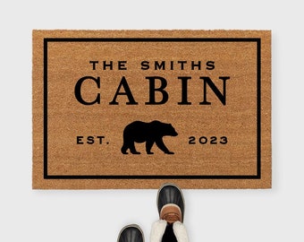 Bear Doormat,Custom Cabin doormat,Cabin door mat,Cabin decor,Cabin decor rustic,Mountain doormat,Mountain house doormat,Cabin welcome mat