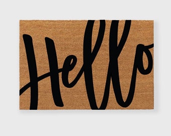 Hello Doormat,Hello Welcome Mat,Hello Script Doormat,Hello doormat outdoor,Welcome Doormat,Welcome Script Doormat,Extra Large Doormat,