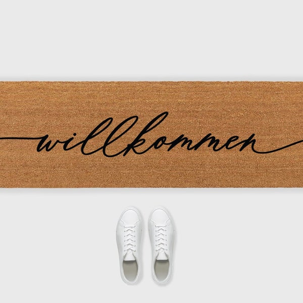 Willkommen Doormat, Willkommen Script Doormat,German Doormat,Willkommen Sign,Welcome Doormat,Custom Welcome Script Doormat,Large Doormat