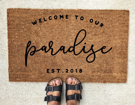 Welcome To Our Paradise Custom Doormat Personalized Etsy