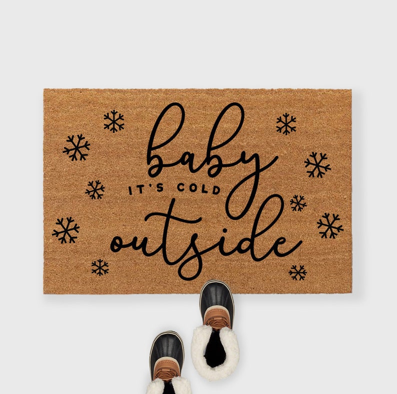 Baby its cold outside doormat, Christmas doormat, Christmas door mat,Christmas outdoor decor,Christmas porch decor,Christmas rug, Xmas decor image 1