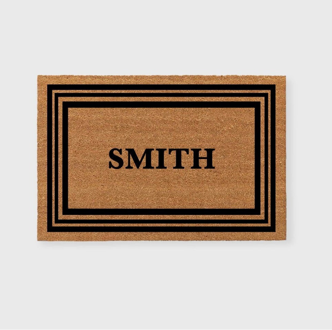 Monogrammed Coir Border Door Mat,monogram Border Personalized Doormat