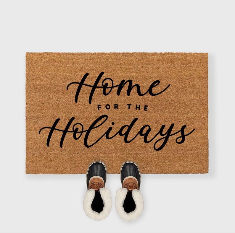 Home for the holidays doormat, Christmas Doormat,Christmas Porch decor,Christmas outdoor decor, Christmas door mat,Holiday doormat,Christmas image 1