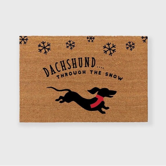 Christmas Dachshund Through The Snow Dog Lovers Door Mat Home