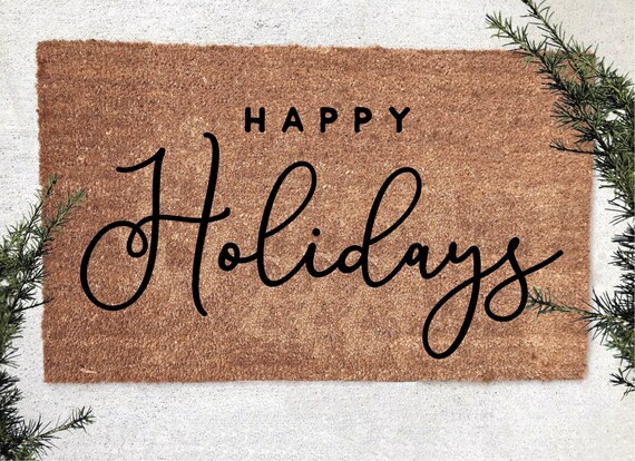 Happy Holidays Doormat Funny Christmas Doormat Rustic Etsy