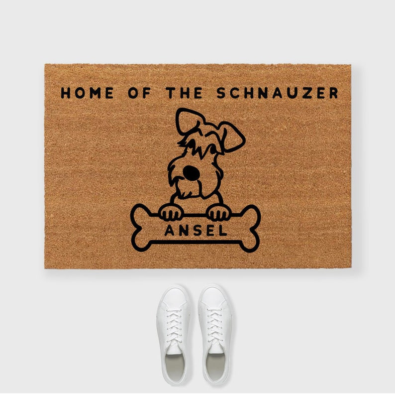 Schnauzer door mat, Schnauzer door mat, Schnauzer gifts, Schnauzer mom, Schnauzer art, Schnauzer decor, Custom dog doormat, dog doormat image 1