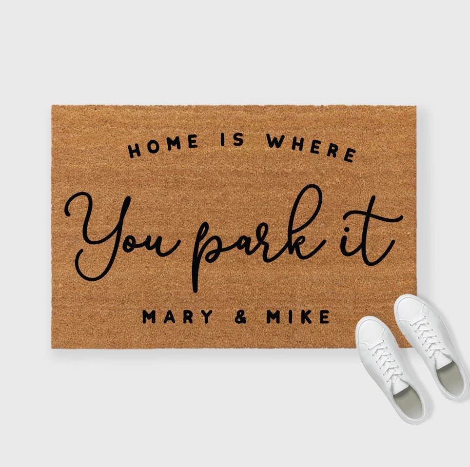 Camper Doormathome is Where You Park It Doormathappy Etsy