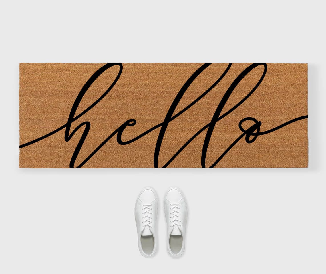 Hello Doormat, Script Welcome Doormat, Large Doormat, 3X5 Outdoor Mat, Large Front Doormat, Double Door Doormat, 24 X 72 Doormat