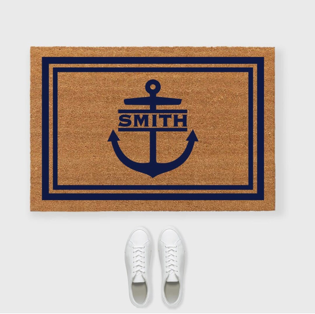 Anchor Doormat,navy Nautical Anchor Doormat, Nautical Doormat,beach