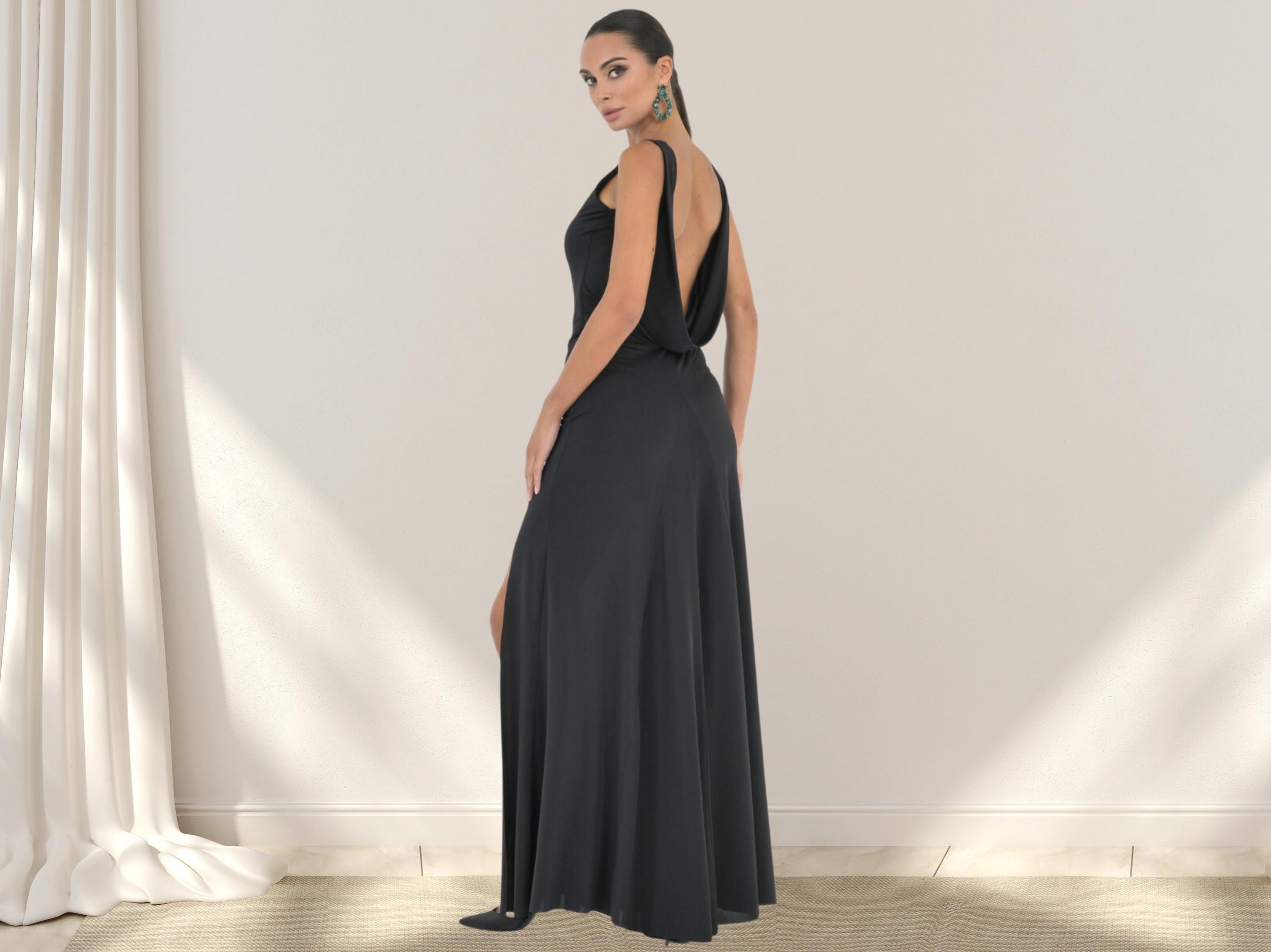 slim fit dress slacks Ruched Bodice Velvet Bodycon Long Dress Leg Slit GLGL3081 main image 0