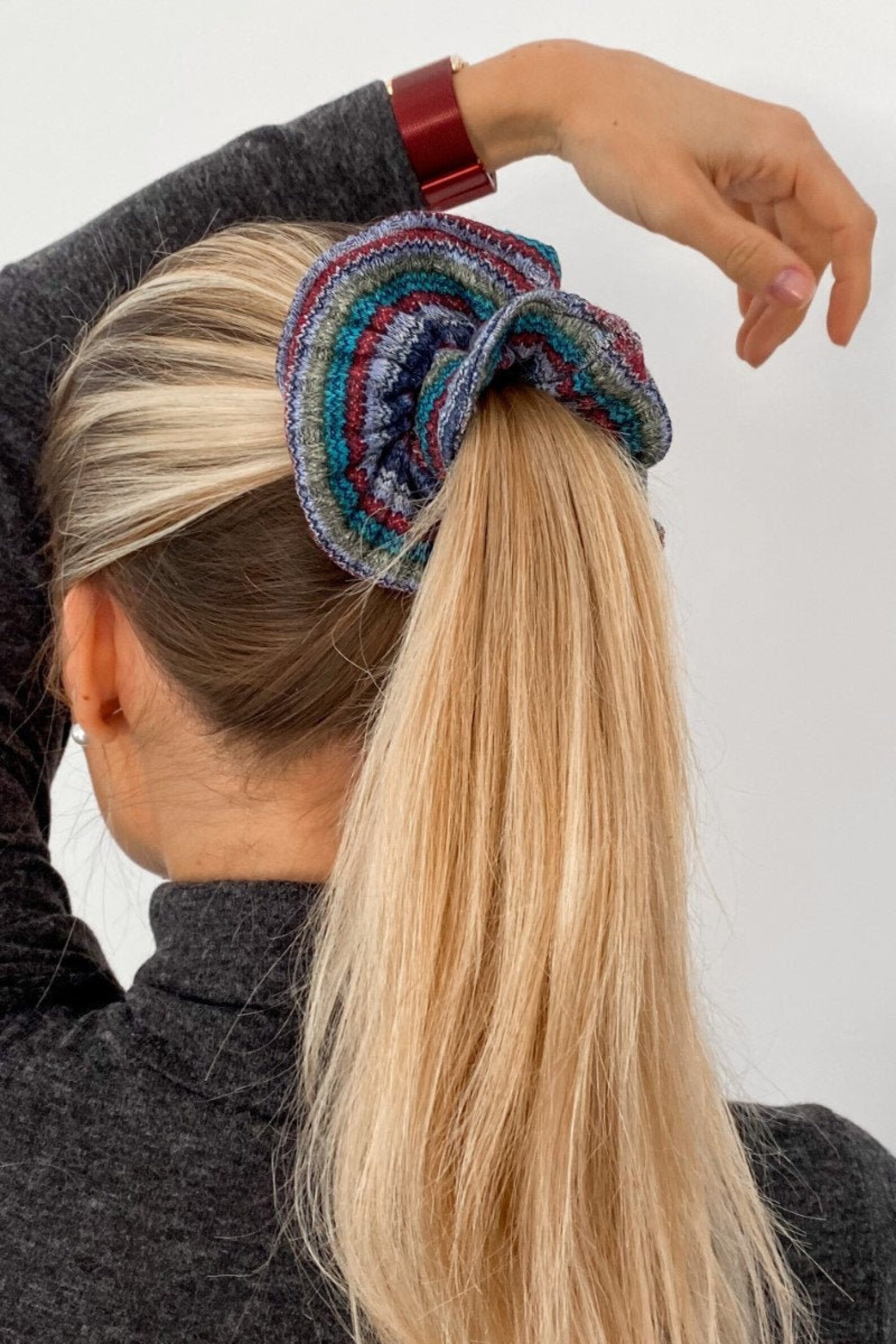 Ribbed Knit Scrunchie Colorful Hair Scrunchie Ponytail Etsy UK