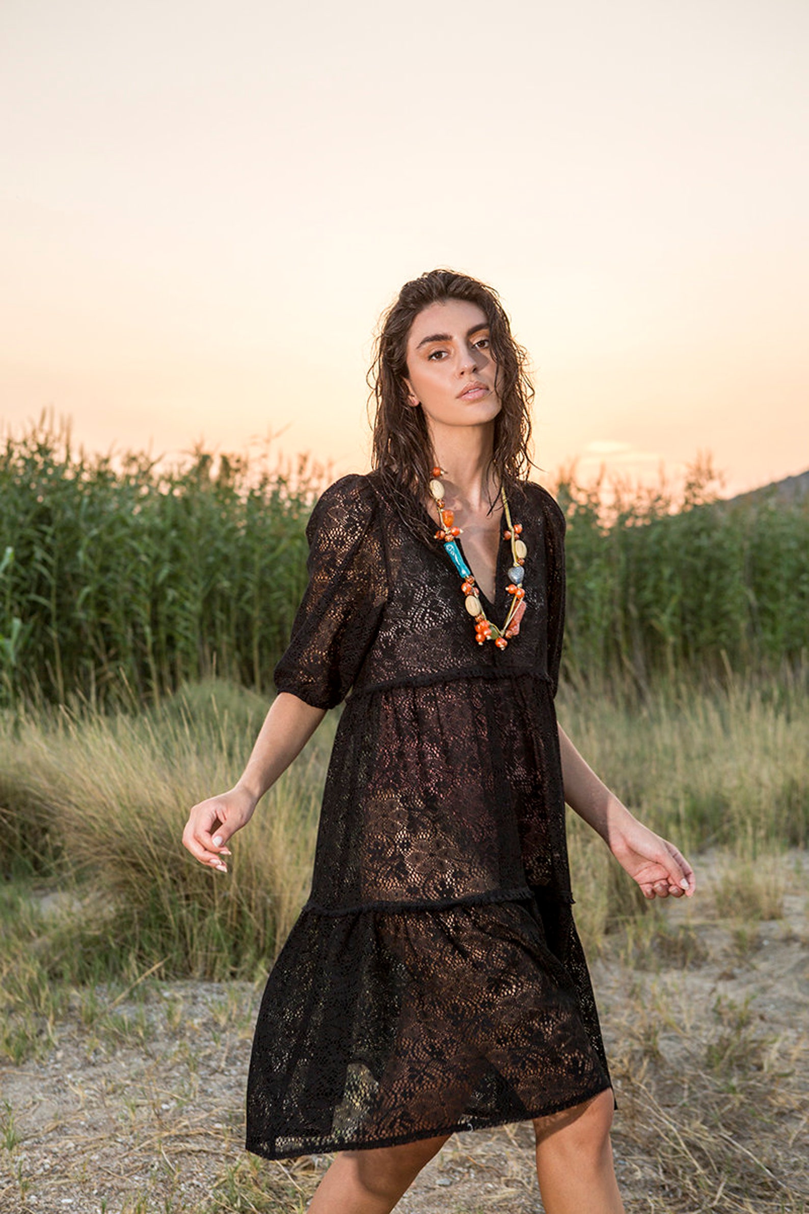 See Through Kaftan Dress Black Beach Lace Dress Ethnic - Etsy Australia