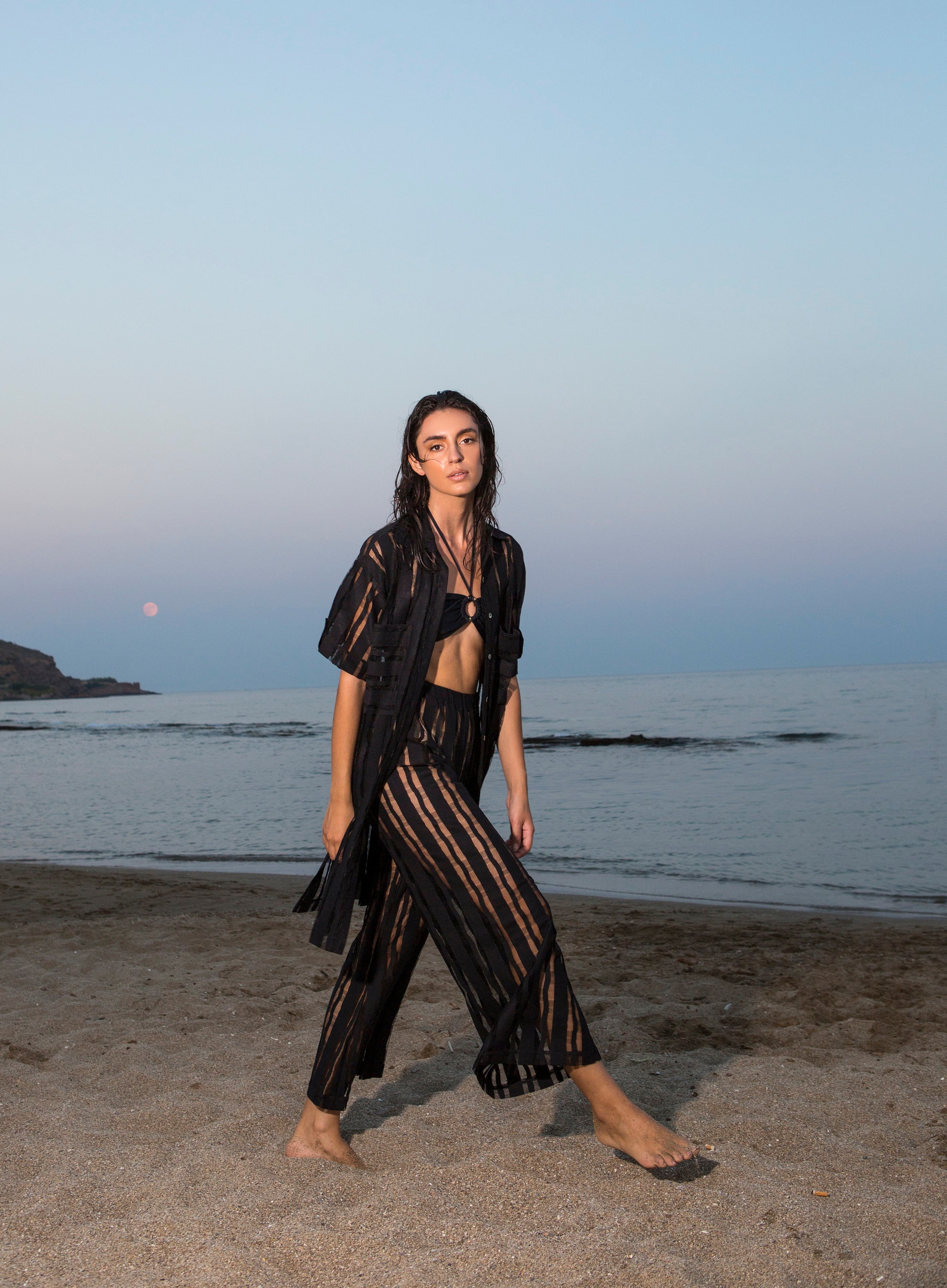 Black sheer store beach pants