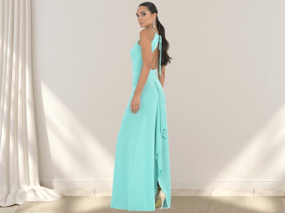 chinese dress ladies Keyhole Front and Back Detailed Velvet Long Dress  John Paul Ataker