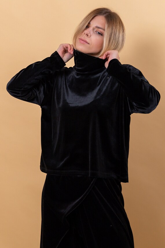 Velvet Turtleneck Sweater Casual Velvet 