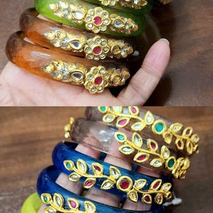 Gorgeous glass bangles/Indian wedding glass bangles with stone work/ crystal bangles/ bangle stack/ bangles multicolor