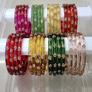 Gorgeous glass bangles/Indian wedding glass bangles with stone work/ crystal bangles/ bangle stack/ bangle set/ glass bangles multicolor
