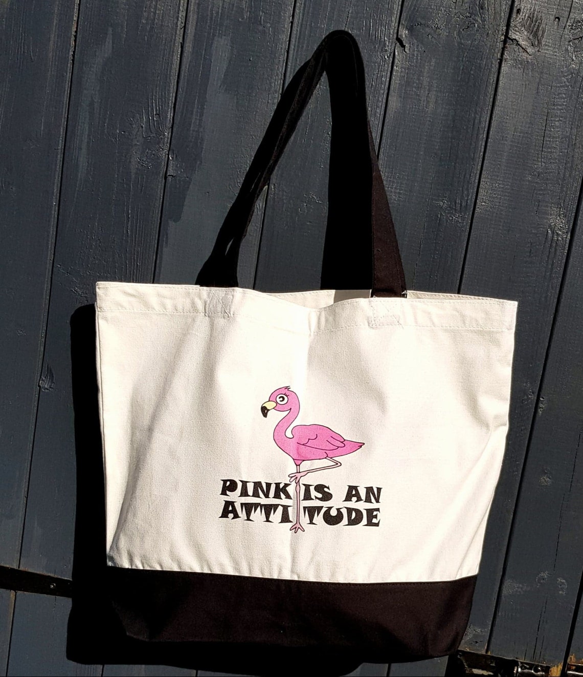Flamingo Design Tote Bag / Reusable Tote Shopper / Two Tone - Etsy