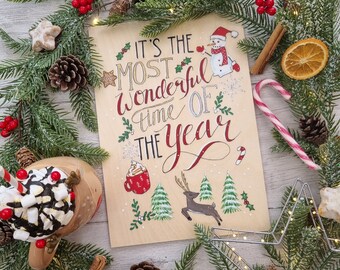 It's The Most Wonderful Time Of Year Wooden Christmas Sign - Seasonal Signs - Winter Celebrations - Festive Wooden Sign