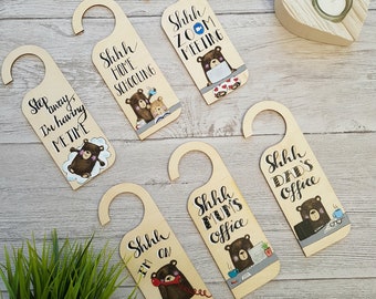 Hand-Painted Home Office Wooden Door Hangers - Zoom Meeting - Home Schooling - On A Call  - Me Time - Mums Office - Dads Office