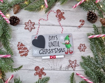 Days Until Christmas Elf Wooden Sign - Santa Sign - Christmas Wooden Sign - Xmas Sign - Santa Sign With Chalk Board - Father Christmas