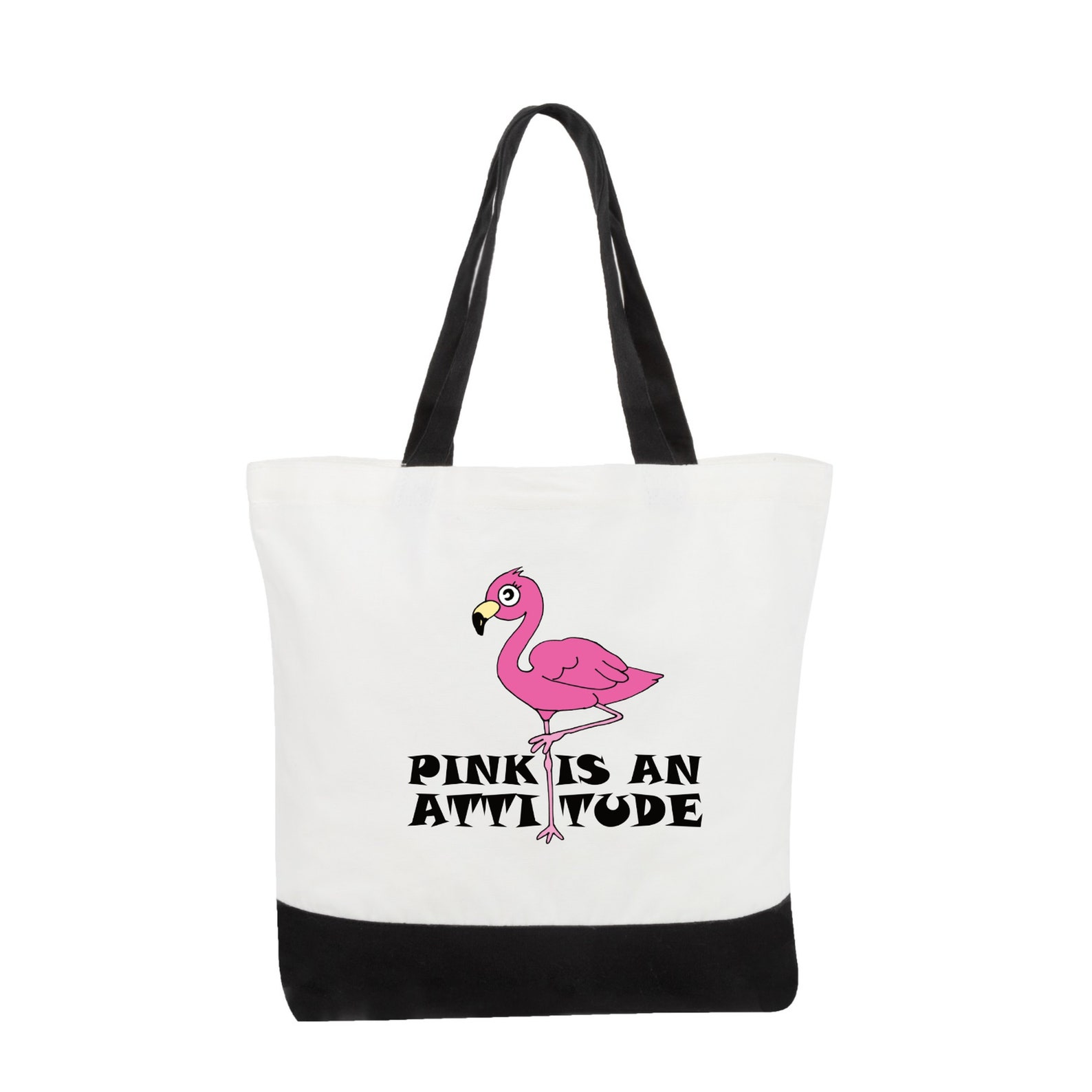 Flamingo Design Tote Bag / Reusable Tote Shopper / Two Tone - Etsy