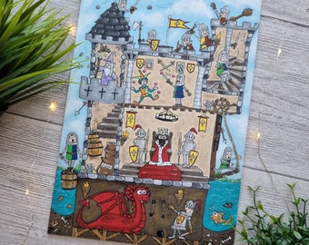 Medieval Castle Wooden Sign - Castle Wall Art Decoration - Quirky Castle Art - Medieval Fort