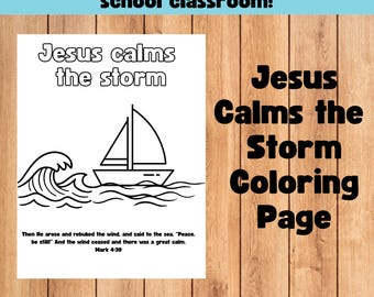 Jesus Calms the Storm Printable Bible Coloring Page  | Sunday School Coloring Sheet
