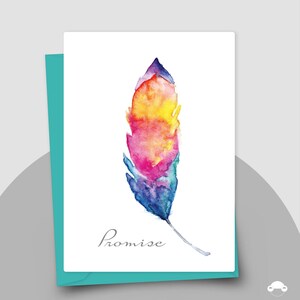 Watercolor Card Feather Instant Digital Download Blank Card Original Hand Painted Feather Art Print 5x7 Wall Art All Occasion Card