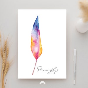 Aquarell Karte Feder Sofortiger digitaler Download leere Karte Original handbemalte Feder Kunstdruck 5 x 7 Wandkunst alle Gelegenheit Karte