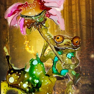 Crazy frog - Print of original Alcohol Ink Painting