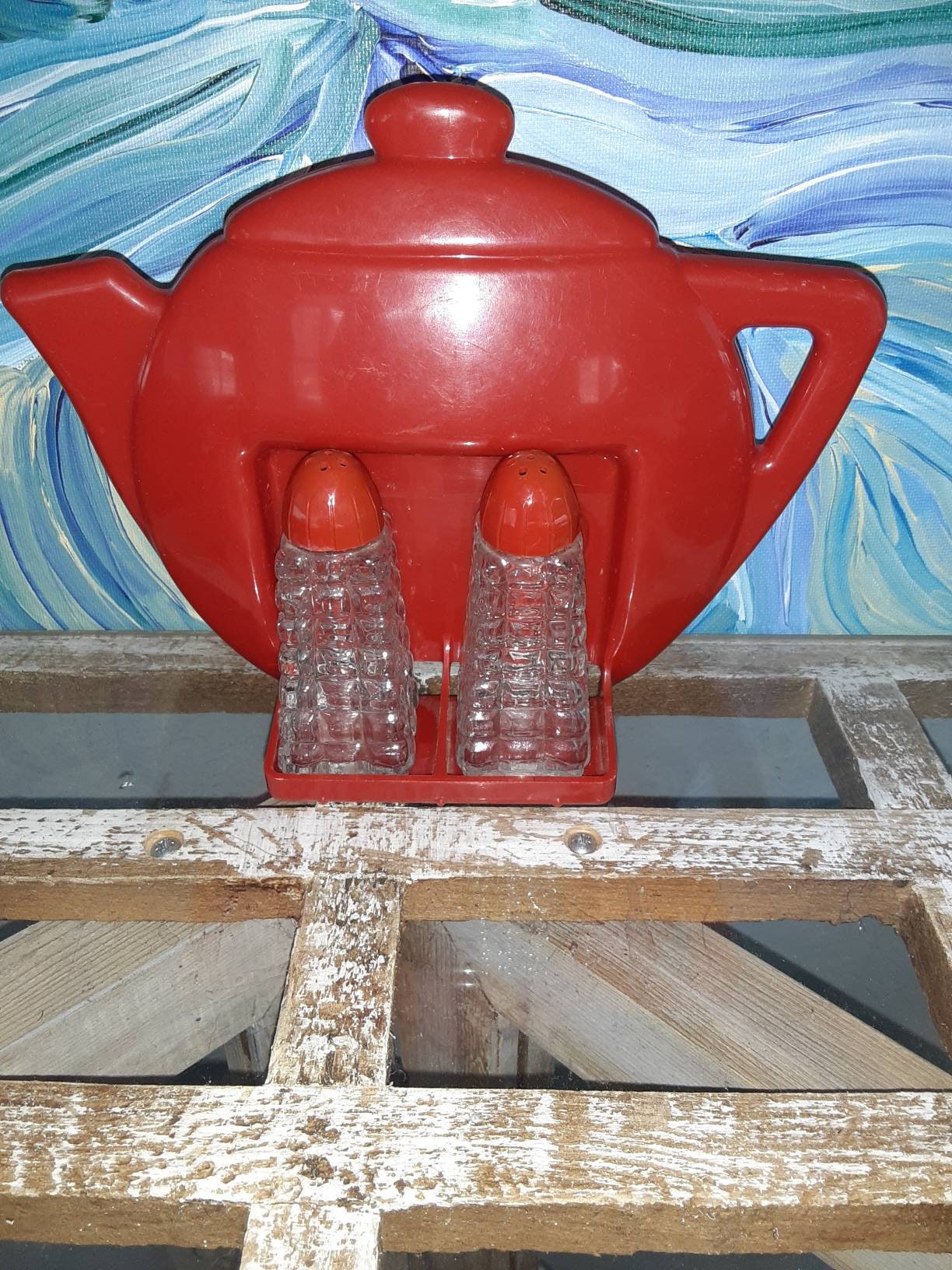 Plastic tea pot hanger salt and pepper holder Etsy