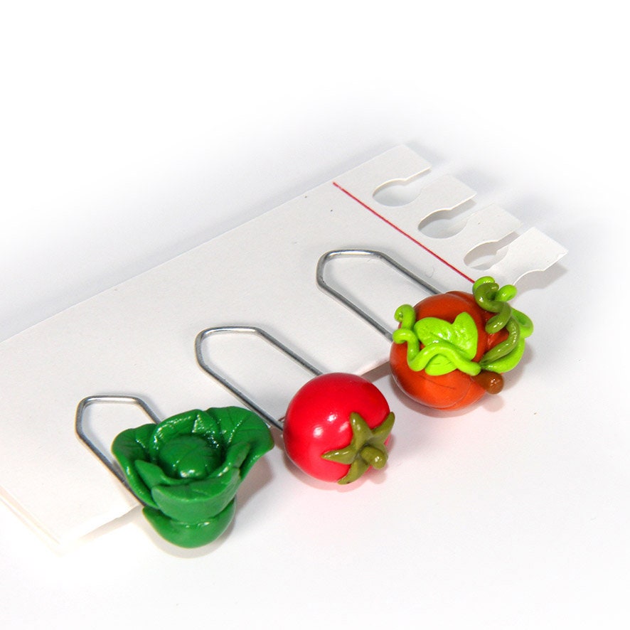 Trombones Géants Marque-Pages Fimo Légumes Tomate Salade Citrouille