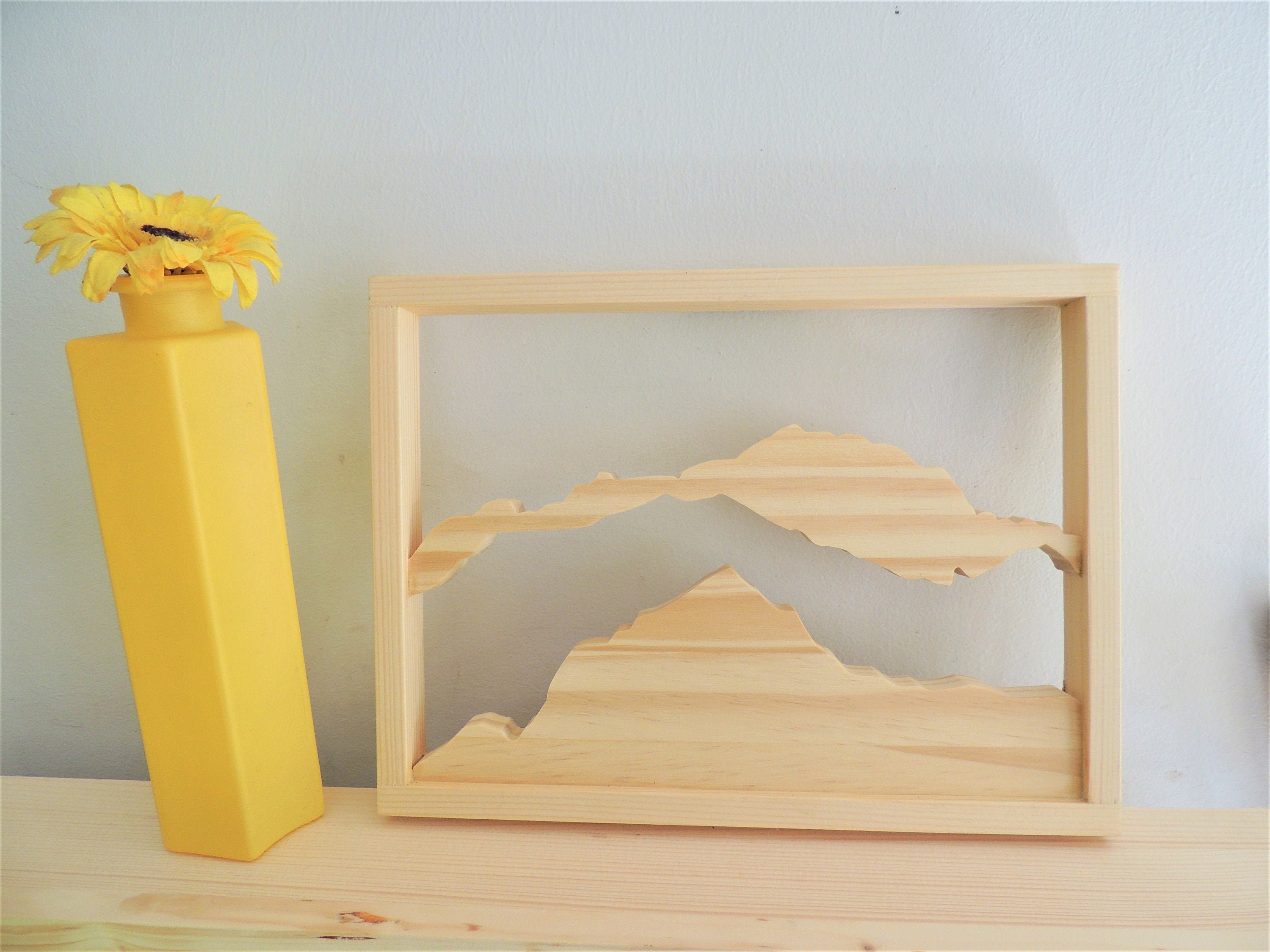 Tableau en Bois Montagne Du Mont Blanc -Cadre Personnalisable