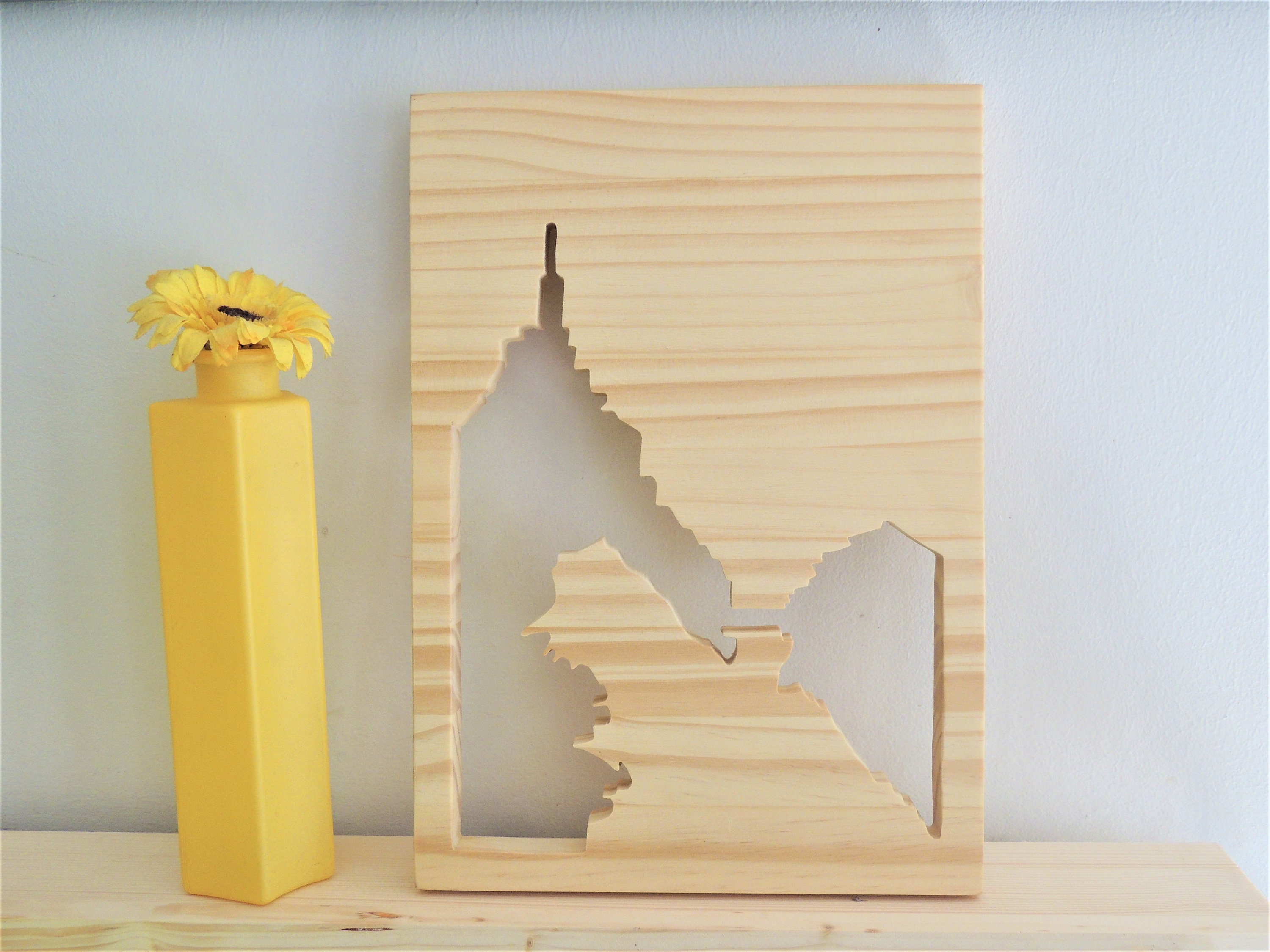 Tableau en Bois Montagne, L'aiguille Du Midi , Décoration Murale Personnalisable