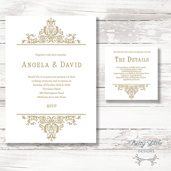 Classic White & Gold Digital Wedding Invitation - DIY Printing Il_570xn