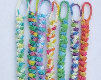 Curly Cat Toy made with COTTON Yarn; Kitten Toy; Curlicue, Tassel, Handle, Beautiful Colors! Great Gift for Cat Lovers! Machine washable!