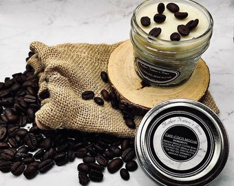 Cafe'-Coco Mocha Whipped Body Butter, Organic skin-softening moisturizer, 4oz glass jar, click below for more info