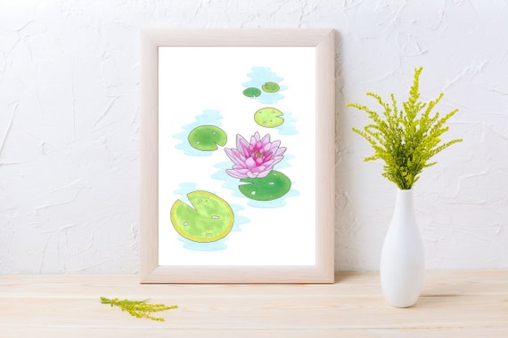 Dessin A Imprimer Fleur De Nenuphar Art Print Fichier Etsy France