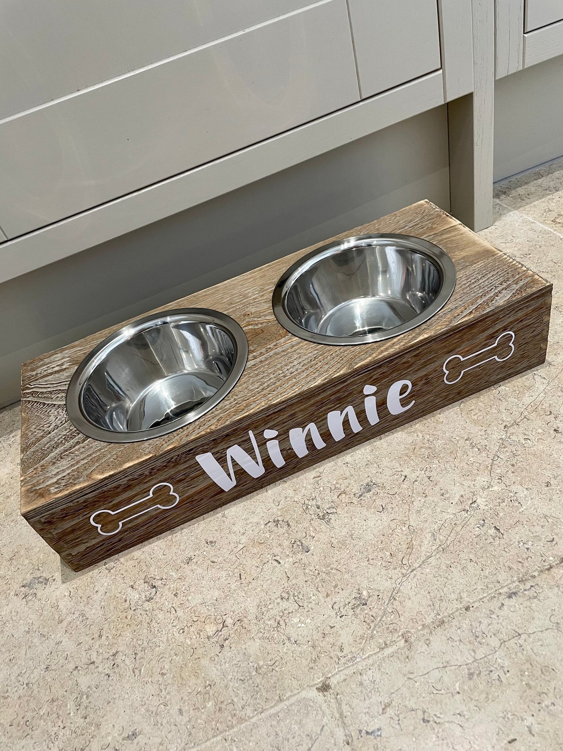 Wooden Personalised Dog Feeding Station Etsy
