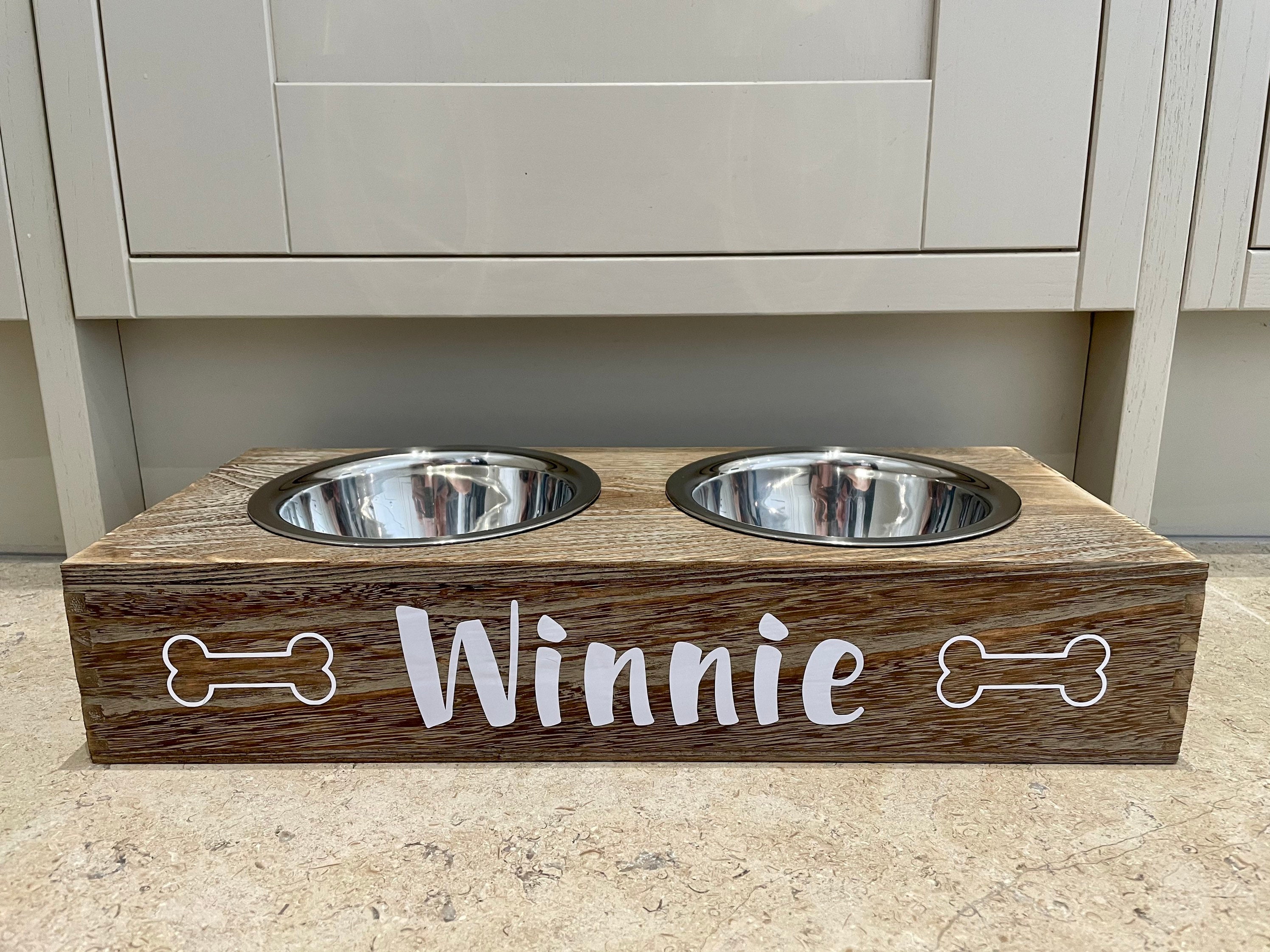 Wooden Personalised Dog Feeding Station Etsy